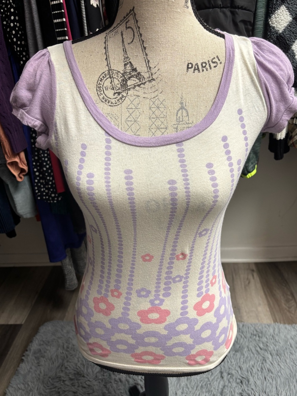 Y2K Wet Seal Floral Short Sleeve Top